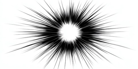 Abstract black and white radial burst with a white center.
