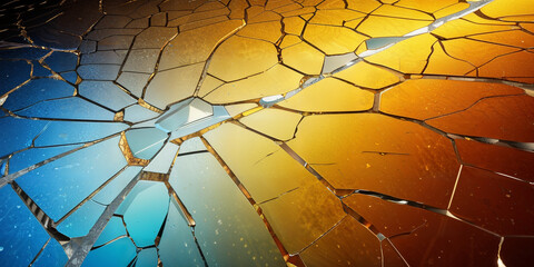 Obraz premium Shattered Glass Abstract Background - Blue and Gold
