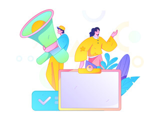 Notification announcement vector creative flat hand drawn illustration
