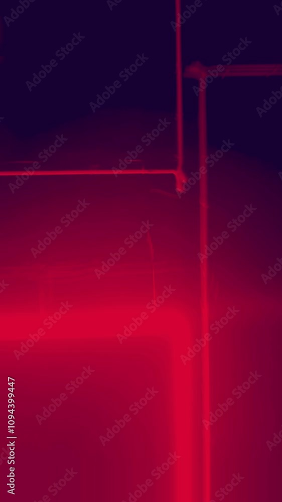 Poster abstract red and purple composition with glowing neon-like lines forming geometric patterns and a fu