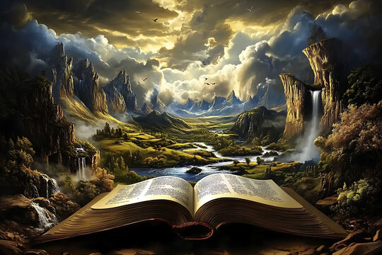 The harmony of scripture and the natural world represented artistically.