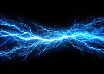 Surreal Blue Electrical Current Sideways Black Background