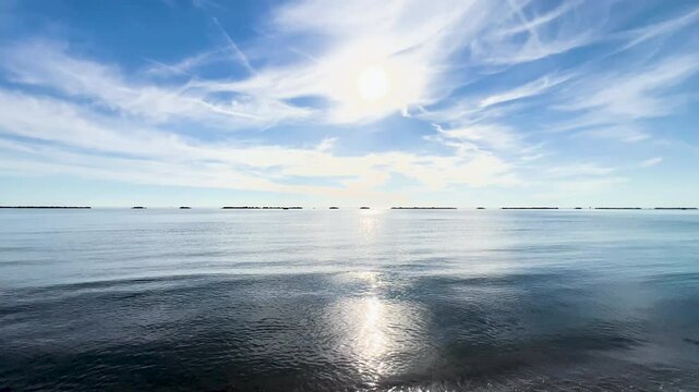 Rimini sea beach in the morning at dawn with low tide. High quality 4k footage