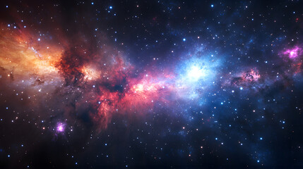 Fototapeta premium A grand shot of a distant galaxy cluster with each galaxy shining in unique colors.