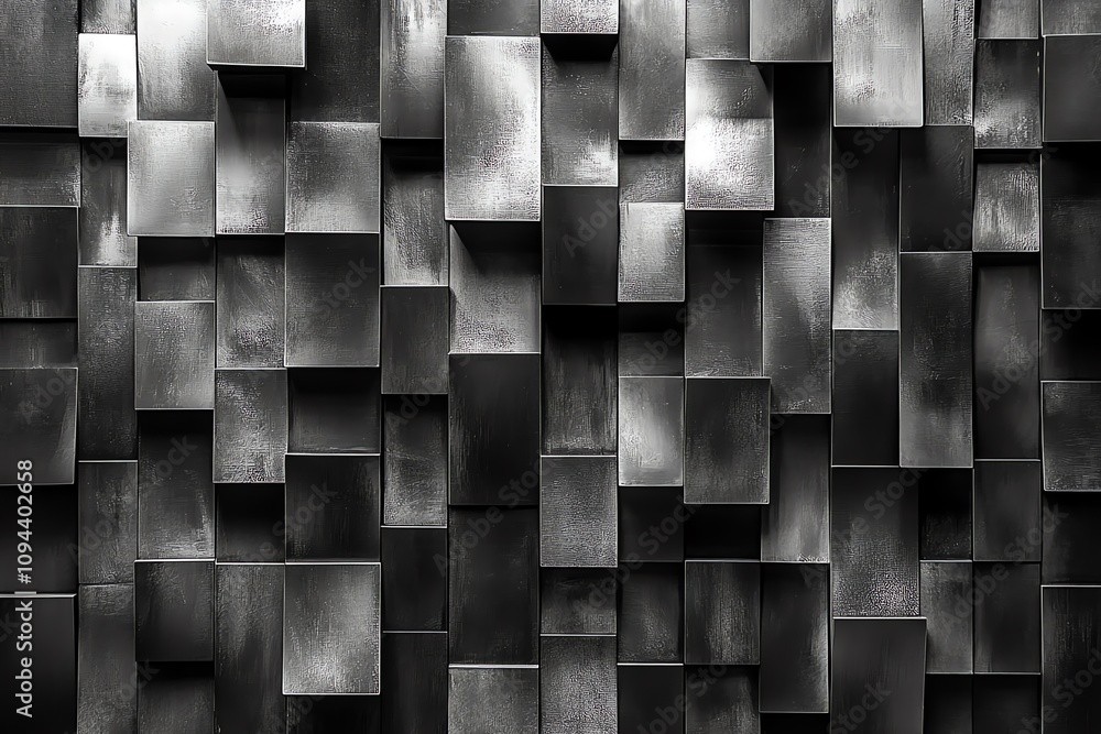 Aufkleber abstract geometric background with uneven square shapes in shades of gray, creating a textured and m
