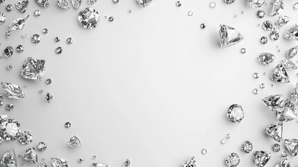 Fototapeta premium A stunning array of sparkling diamonds on a white background, creating an elegant and luxurious vibe.