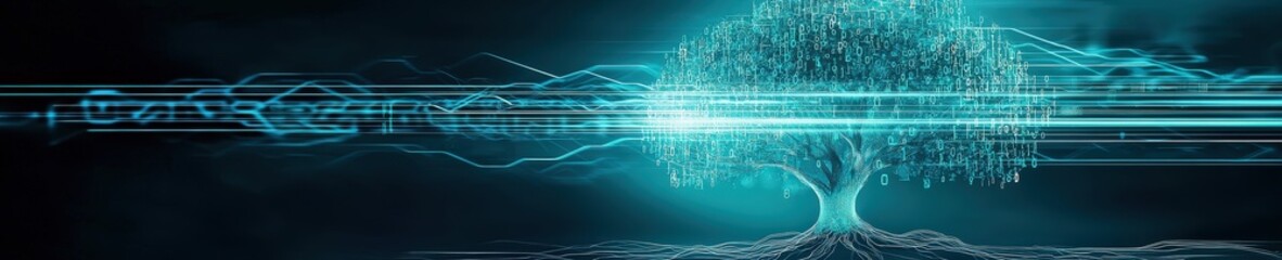 Digital Tree with Abstract Technology Background