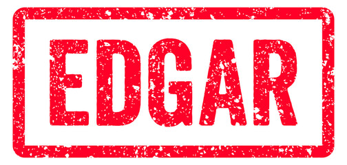 Edgar Stamp Transparent Seal, Red Grunge Edgar Word Typography Rubber Stamp Seal Text Effect