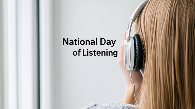 National Day of Listening Tranquil Moment with Headphones by a Window