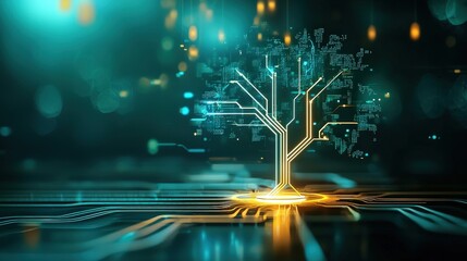 Digital Tree with Circuitry and Light Effects