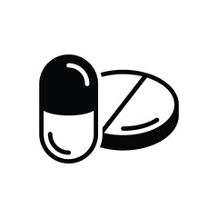 Black solid icon for drug
