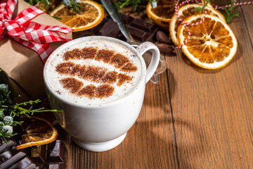 Merry christmas drawing on latte