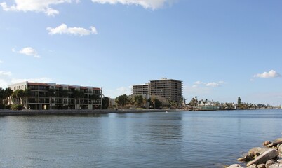 Fototapeta premium Buildings along water front in St Pete Beach FL