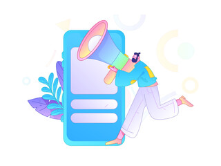 Notification announcement vector creative flat hand drawn illustration
