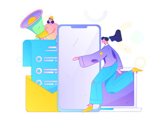 Notification announcement vector creative flat hand drawn illustration
