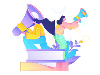 Notification announcement vector creative flat hand drawn illustration
