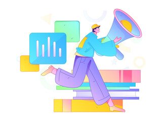 Notification announcement vector creative flat hand drawn illustration
