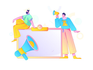 Notification announcement vector creative flat hand drawn illustration
