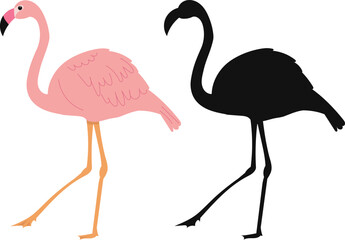 flamingo in flat style, vector