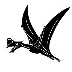 dinosaur flying black silhouette vector