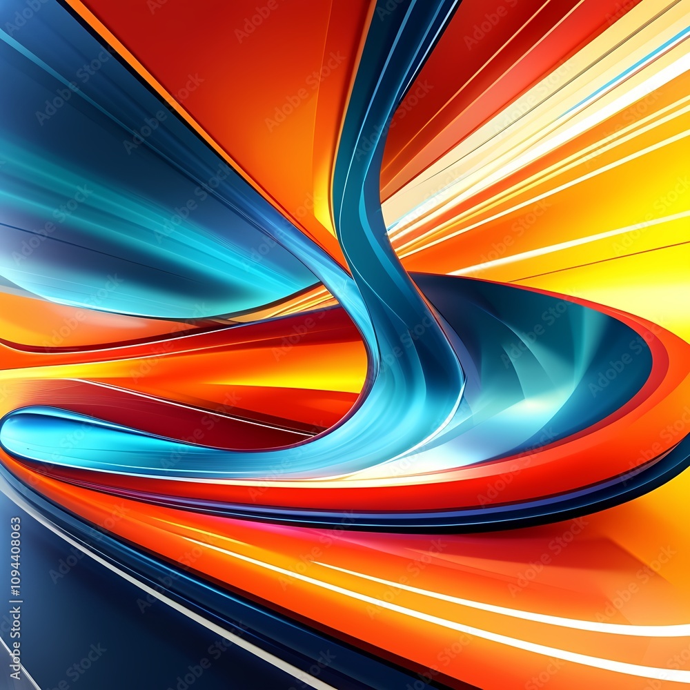 Poster create a dynamic, modern design featuring smooth, flowing lines and geometric elements to represent 