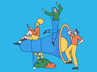 Notification announcement vector creative flat hand drawn illustration
