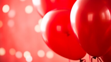 Red Balloons Against A Blurred Red Background