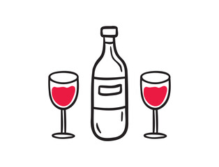 An illustration depicting a wine bottle paired with elegant glasses perfect for any occasion