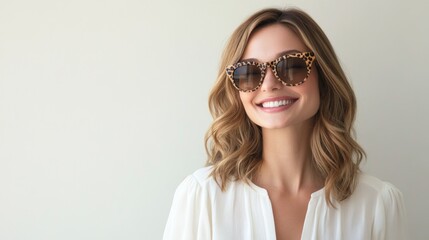 Naklejka premium Stylish woman with chic sunglasses on a bright day