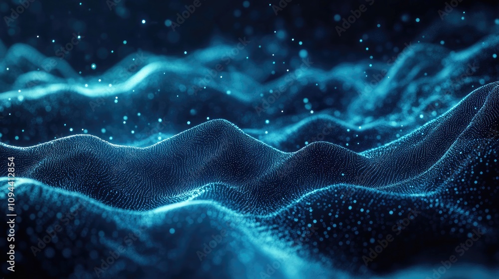 Poster A captivating abstract representation of swirling blue waves, creating a sense of depth and movement.