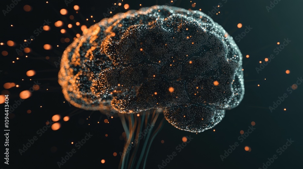 Poster a mesmerizing digital representation of a glowing brain, highlighting neural connections with vibran