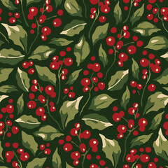 Series of christmas floral patterns in retro vintage classical style
