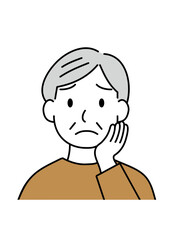 悩む年配女性のイラスト