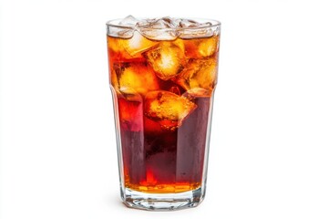 glass of tea with ice on white background