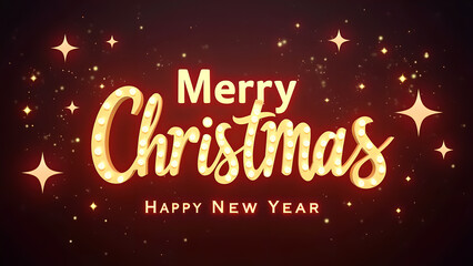 Naklejka premium Merry Christmas and Happy New Year greeting card with golden lights. Concept of winter holidays, celebration, and festive season.