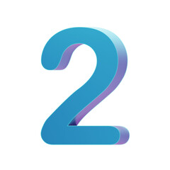 Number 2 3D Illustration 