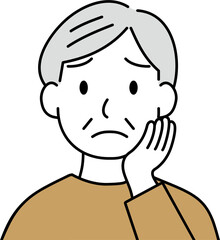 悩む年配女性のイラスト