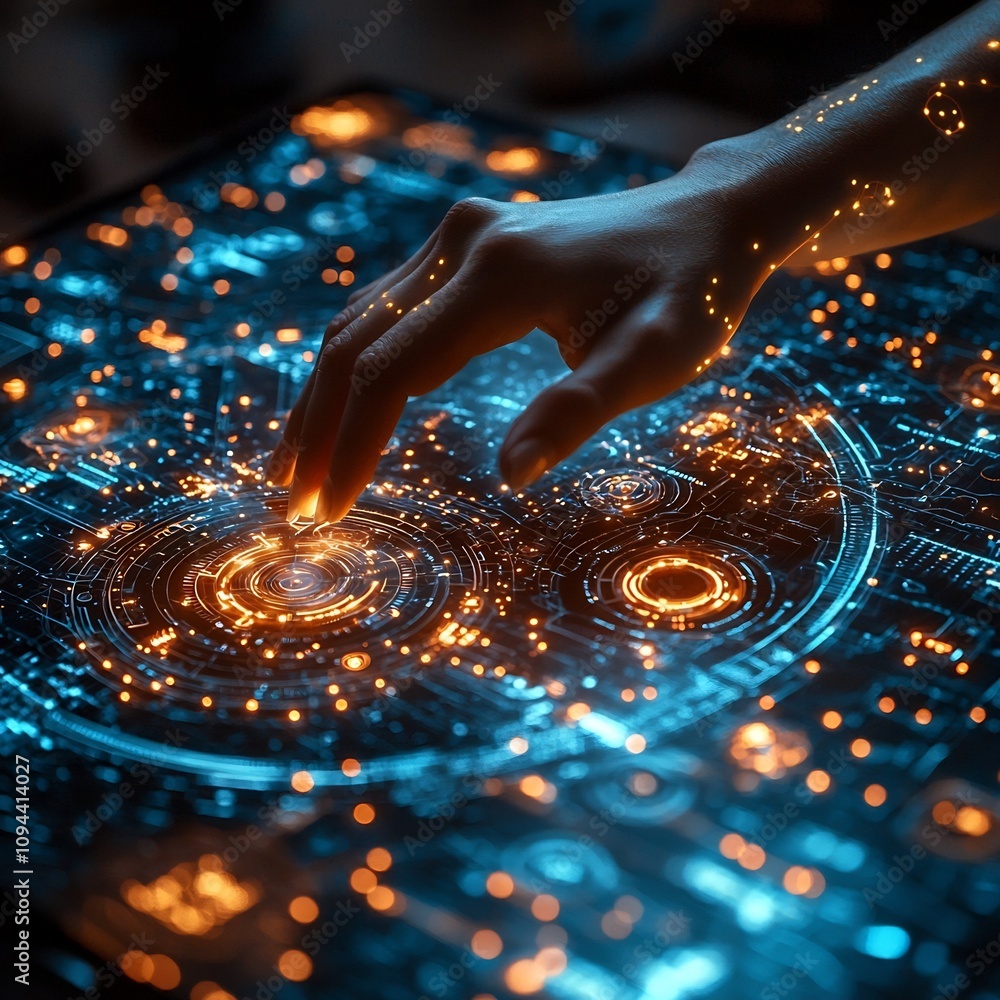 Aufkleber futuristic holographic marketing metrics dashboard symbolizing business intelligence and data driven
