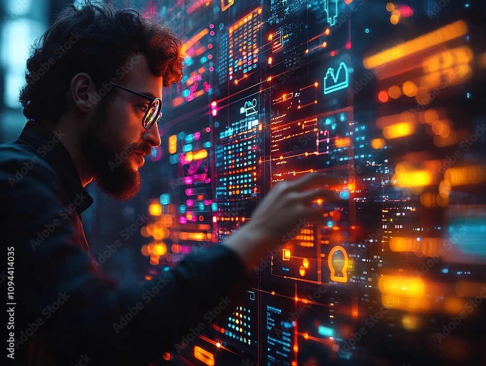 Aufkleber marketer adjusting digital content calendar with floating tasks and social media posts