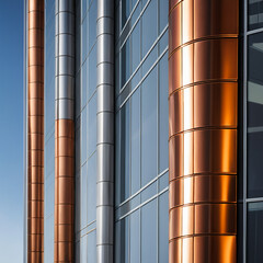 Metal look modern building facade