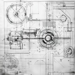 Detailed engineering blueprint, circular components.
