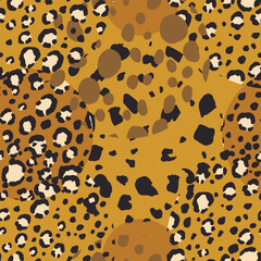 Abstract modern leopard seamless pattern with circles. Animals trendy background. Color decorative vector illustration for print, card, fabric, textile. Modern ornament of stylized skin.