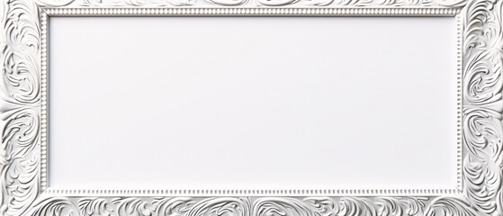 Elegant white frame with silver pattern, perfect for displaying photos or certificates with a sophisticated touch.
