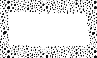 Black and white frame with modern ornament of stylized leopard skin. Squared pattern for poster. Decorative abstract border with animal ornament. Trendy leather skin. Copy space. Vector illustration. © Alla