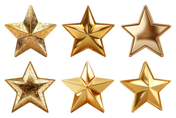 Obraz premium Golden Stars Collection on Transparent Background