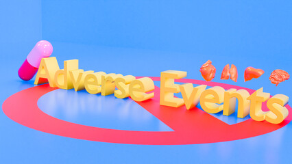 adverse events, adverse drug reactions  3d rendering