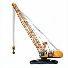 Large orange crawler crane isolated.