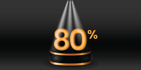 Product price discount on podium display color with white spotlights on a black background. Modern studio, wall scene fashion, stage podium scene with for Award Ceremony. 3D rendering.