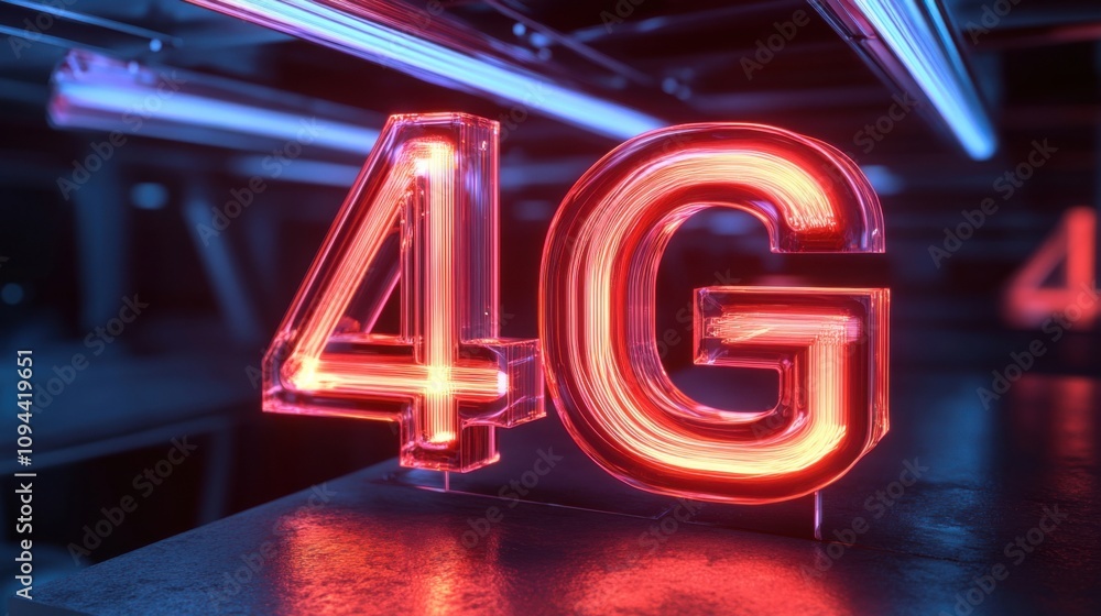 Poster 3d text displaying 4g in a bold and futuristic style