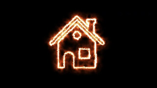 house fire icon animation. 4K motion animation